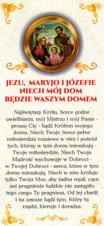 Zakładka do książki - Jezu, Maryjo i Józefie niech mój dom będzie Waszym domem - 00935