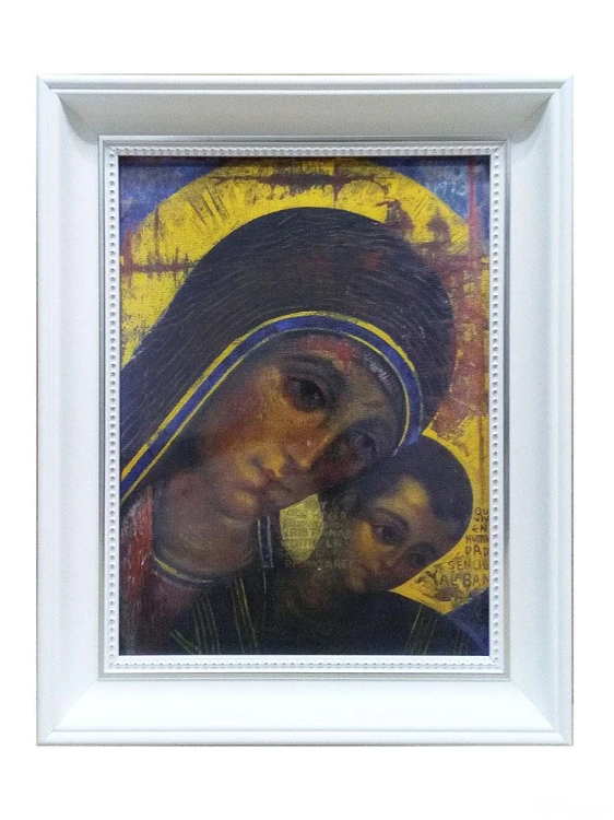 Obraz 30x40cm Dziewica Maryja NA PŁÓTNIE rama biała                               BL - 00225
