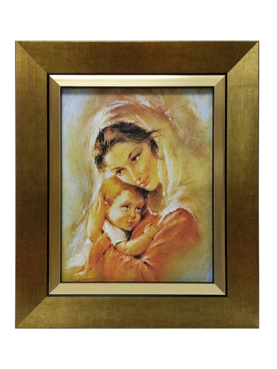 Obraz 20x25cm Matka Boża z Dzieciątkiem NA PŁÓTNIE rama złota                     BL - 00217