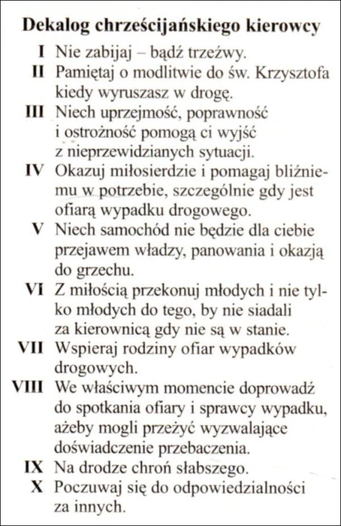 Obrazek św. Krzysztof. Dekalog chrześcijańskiego kierowcy - 03232