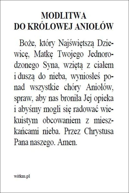 Obrazek Matka Boża Anielska, Królowa Aniołów. Modlitwa do Królowej Aniołów. Boże... - ! - 06223