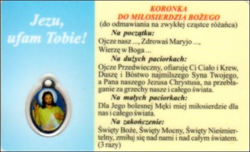 Medalik foliowany Św. Krzysztof / Koronka do Miłosierdzia Bożego - medalik i obrazek z modlitwą zalaminowane - 08311