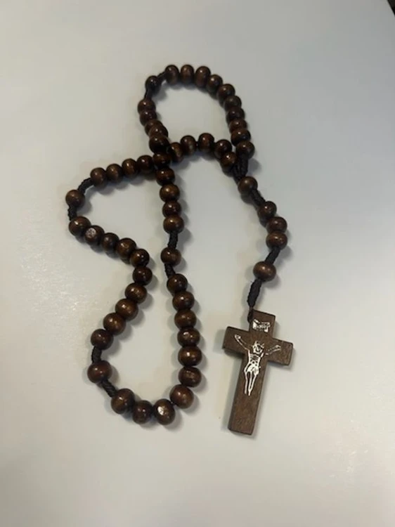 Różaniec drewniany na sznurku kulka BRĄZOWA jasna (8.5mm) - 69247 5902983919568