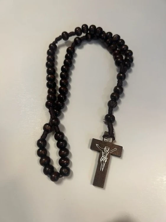 Różaniec drewniany na sznurku kulka BRĄZOWA ciemna (8.5mm) - 69246 5902983919551