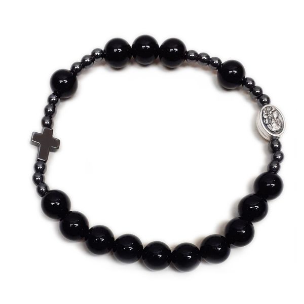 Bransoletka dziesiątka kamień naturalny - ONYX hematyt - 68790