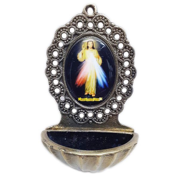 Kropielnica metalowa Jezu Ufam Tobie 9cm - 68681