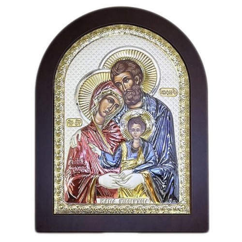 Ikona srebrna (KOLOROWA) 20x26cm Święta Rodzina (łuk)       D - 68643