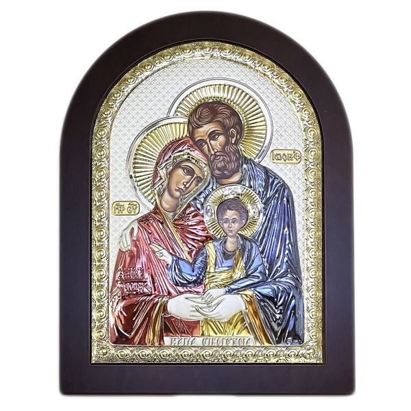 Ikona srebrna (KOLOROWA) 20x26cm Święta Rodzina (łuk)       D - 68643