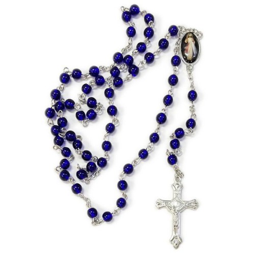 Różaniec kulka niebieska ł. Jezu Ufam Tobie (kolor) - 68480