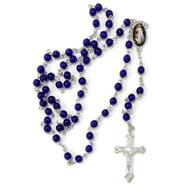 Różaniec kulka niebieska ł. Jezu Ufam Tobie (kolor) - 68480