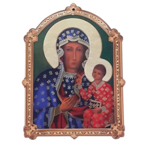 Obrazek na płycie 18x23cm Matka Boża Częstochowska (zielone tło) ŁUK - 68123
