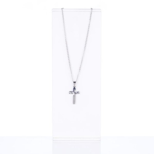 Naszyjnik metalowy z krzyżykiem JEZUS - 67746