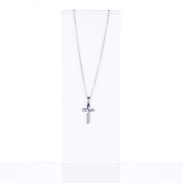 Naszyjnik metalowy z krzyżykiem JEZUS - 67746