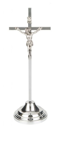 Krzyż stojący nowoczesny 20cm (nikiel) - 67496