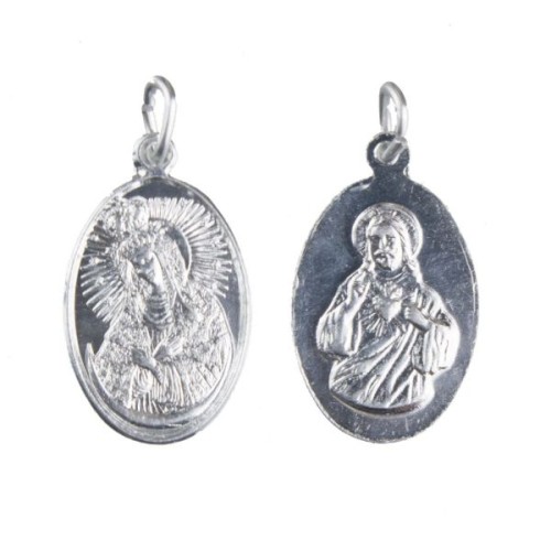 Medalik aluminiowy Matka Boża Ostrobramska/Serce Pana Jezusa owal 1,5x2,2cm - 67473