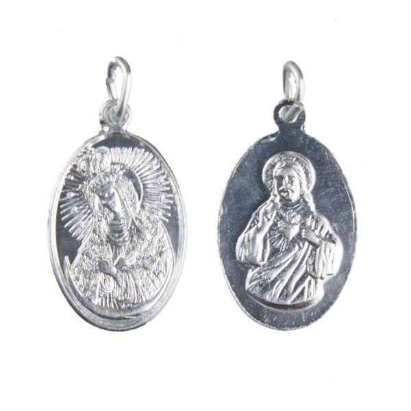 Medalik aluminiowy Matka Boża Ostrobramska/Serce Pana Jezusa owal 1,5x2,2cm - 67473