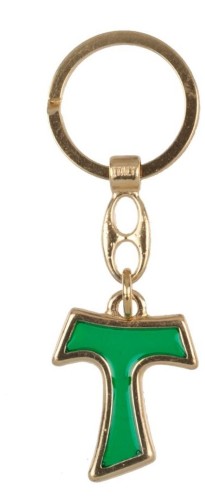 Brelok metalowy krzyż TAU - ZIELONY - 67462