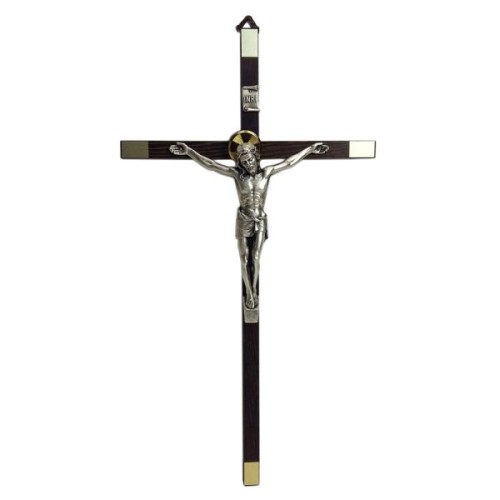 Krzyż wiszący drewniany h36cm z okuciem - 67347