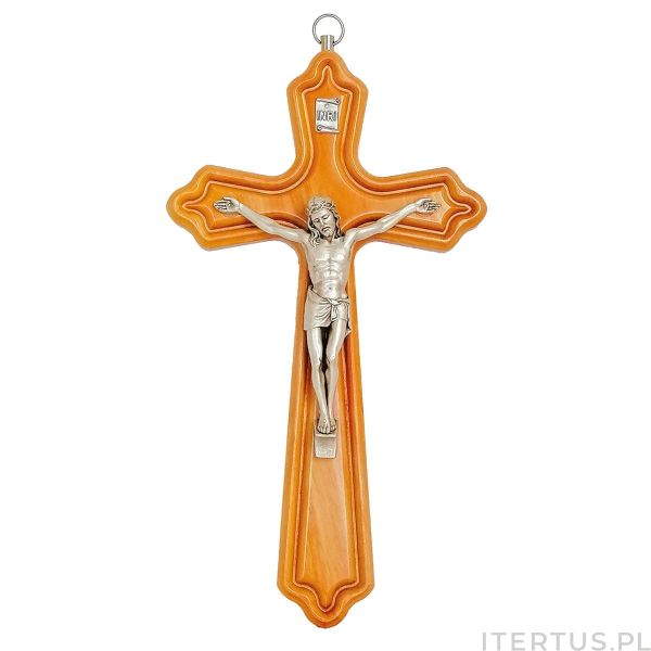 Krzyż wiszący drewniany h25cm z DRZEWA OLIWNEGO JASNY - 67346