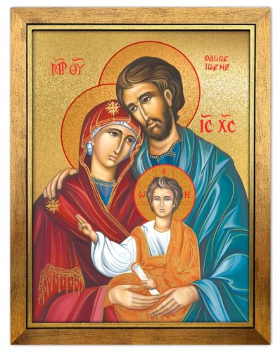 Obraz 36x46cm Św. Rodzina, złocony złotem płatkowym, rama złota - 67141