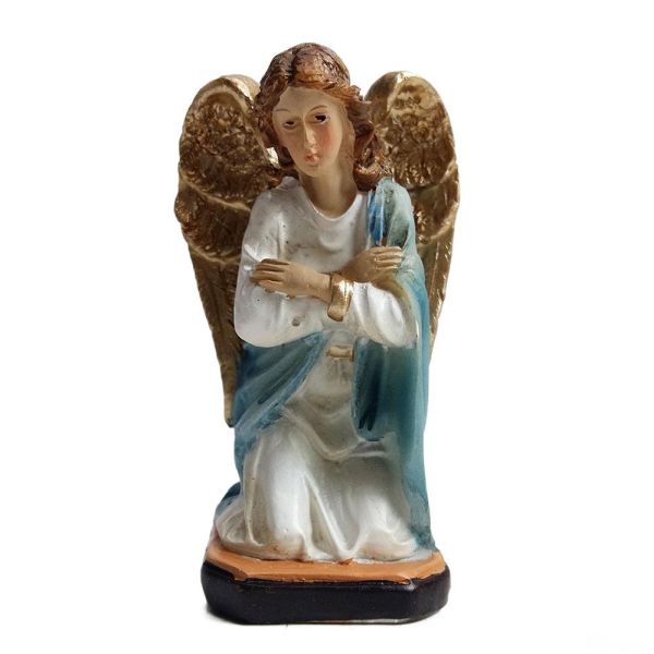Figura Anioł klęczący 10cm różowy/niebieski - 66956