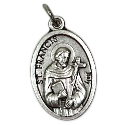 Medalik metalowy Św. Franciszek/RÓŻA owal (2x1,5cm) - 66869              