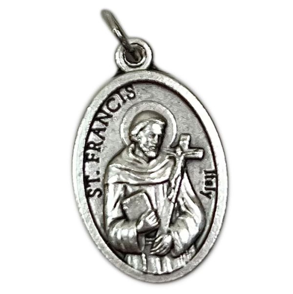 Medalik metalowy Św. Franciszek/RÓŻA owal (2x1,5cm) - 66869              