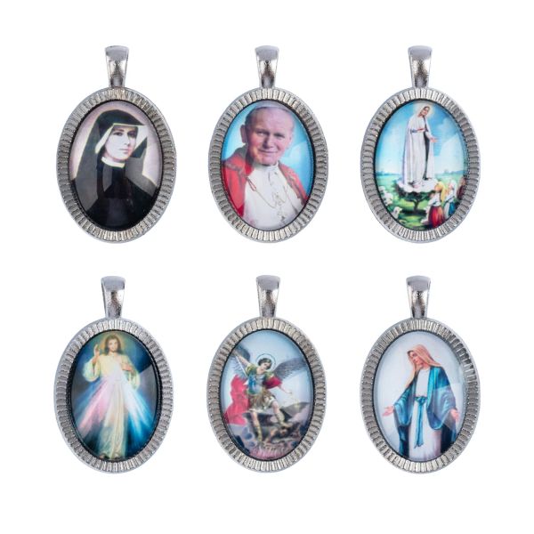 Medalik metalowy DUŻY kolorowy różne - 66638
