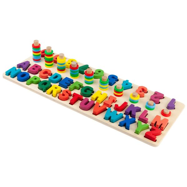 Ukladanka - drewniany sorter, ALFABET, CYFRY - -, zabawki, MARTOM SP. Z O.O. - 66006 5900291578033