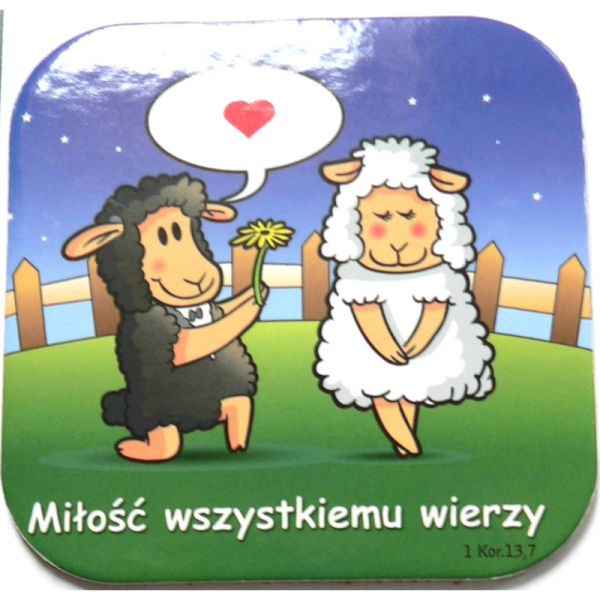 Podkładka korkowa pod kubek. Miłość wszystkiemu wierzy - 65140