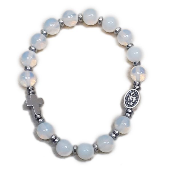 Bransoletka dziesiątka kamień naturalny - OPAL HEMATYT - 65027