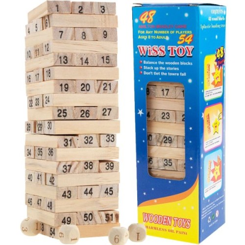 Gra WIEŻA JENGA drewniana chwiejąca się wieża (wersja mini), zabawki, MARTOM SP. Z O.O. - 64792 5900291213989