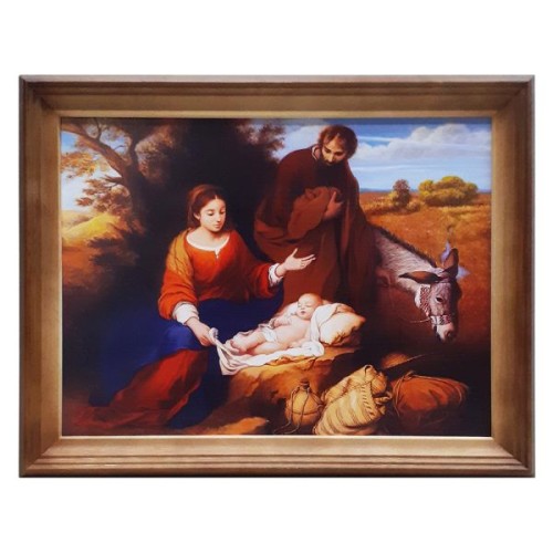 Obraz 30x40cm Święta Rodzina osiołek rama bejcowana - 64479