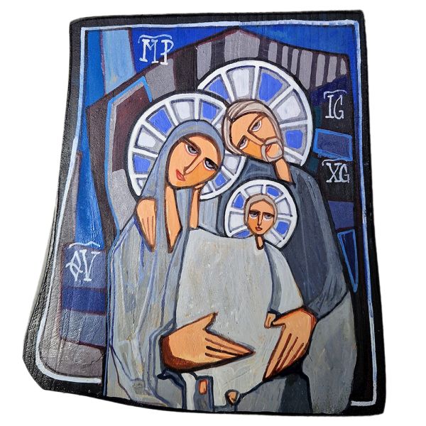 Ikona malowana 14x17,5cm Święta Rodzina na desce - 64406