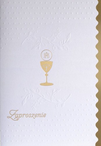 Zaproszenie I Komunia Święta (biało-złote) - 64138 5907564024136