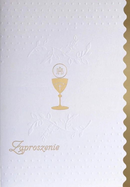 Zaproszenie I Komunia Święta (biało-złote) - 64138 5907564024136