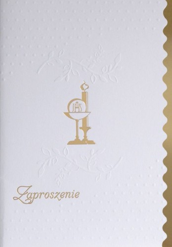 Zaproszenie I Komunia Święta (biało-złote) - 64136 5907564024136