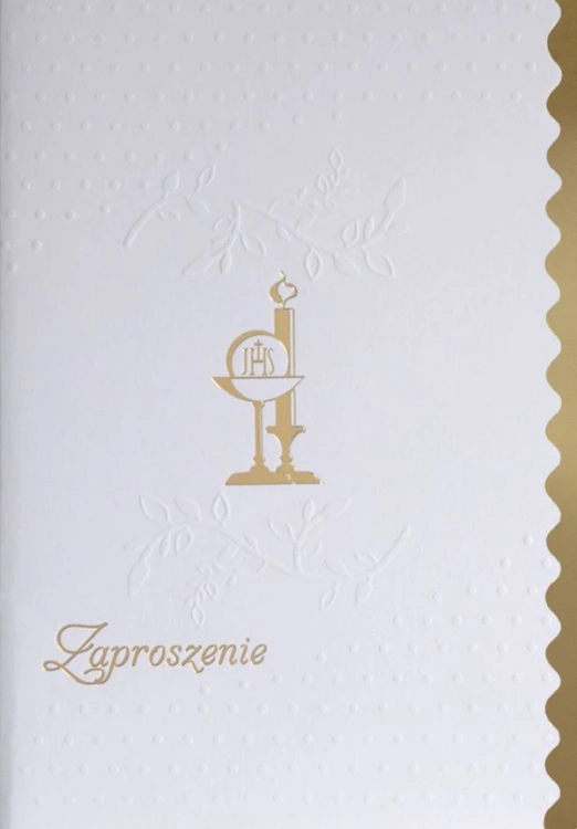Zaproszenie I Komunia Święta (biało-złote) - 64136 5907564024136