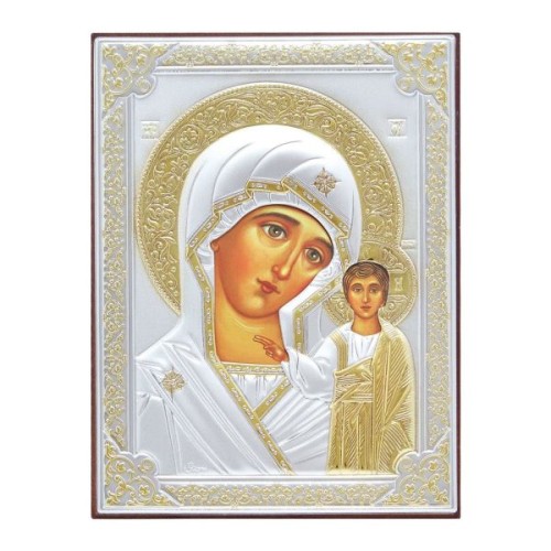 Ikona srebrna (ZŁOCONA)19,5x26cm Matka Boża Kazańska - 64047