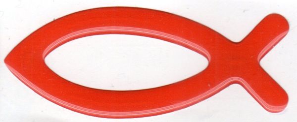 "Ryba" - naklejka żelowa CZERWONA na samochód (mała) - 64035
