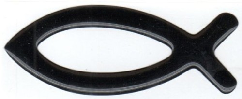 "Ryba" - naklejka żelowa CZARNA na samochód (mała) - 64032