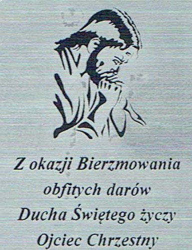 Płytka grawerowana BIERZMOWANIE od OJCA CHRZESTNEGO samoprzylepna 4x3cm - 63981