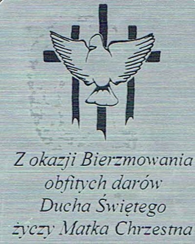 Płytka grawerowana BIERZMOWANIE od MATKI CHRZESTNEJ samoprzylepna 4x3cm - 63980