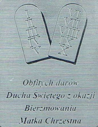 Płytka grawerowana BIERZMOWANIE od MATKI CHRZESTNEJ samoprzylepna 4x3cm - 63980