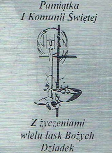 Płytka grawerowana KOMUNIA od DZIADKA samoprzylepna 4x3cm - 63971