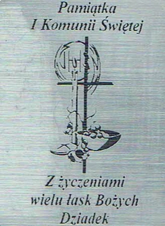 Płytka grawerowana KOMUNIA od DZIADKA samoprzylepna 4x3cm - 63971