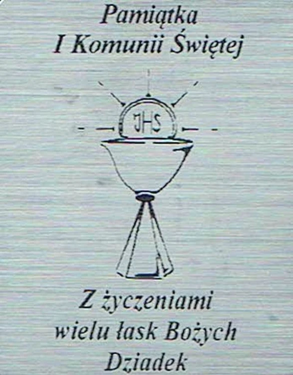 Płytka grawerowana KOMUNIA od DZIADKA samoprzylepna 4x3cm - 63971