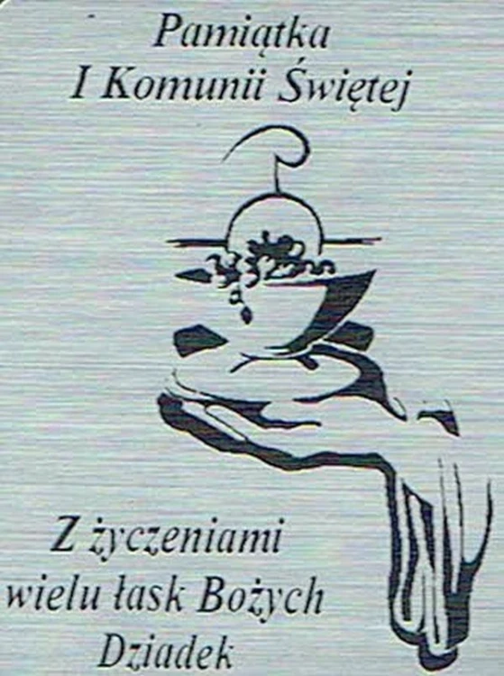 Płytka grawerowana KOMUNIA od DZIADKA samoprzylepna 4x3cm - 63971