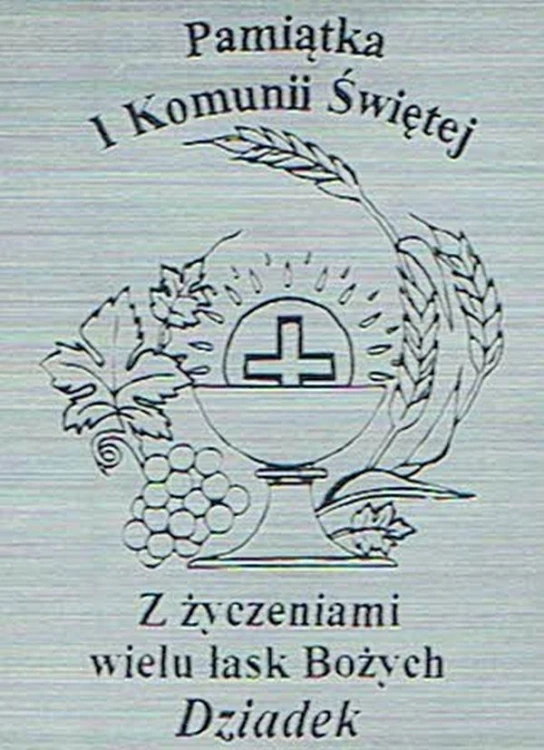 Płytka grawerowana KOMUNIA od DZIADKA samoprzylepna 4x3cm - 63971