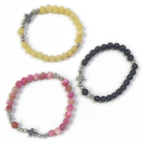 Bransoletka KAMIEŃ NATURALNY na gumce *6mm różne kolory - 63806